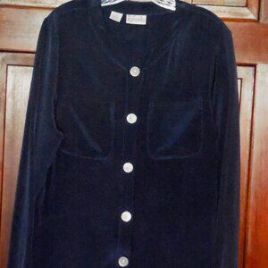 100% Silk Tunic Top/ Blouse Navy Blue Size 12